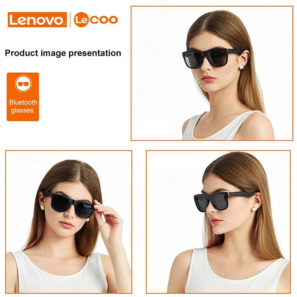 Lenovo Lecoo-C8 bluetooth V5.0 Earphone 120mAh Battery IPX6 Waterproof Anti-glare Voice Control Smart Touch 31g Lightweight Sunglasses Sport Headphone