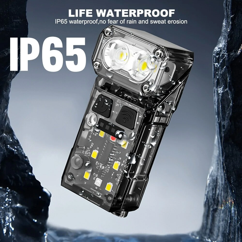 1200Mah Headlamp Sensor Capable 180° Rotatable LED Type-C USB Rechargeable Head Torch 57g Super Light EDC Keychain Flashlight 4-Mode Super Bright Headlight for Outdoor Cycling Adventure Fishing