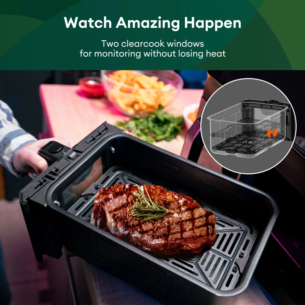 [EU Direct] Chefree AFW20 Air Fryer 8L Double Basket with Visible Window 8-in-1 Smart Programmes & SNYC Finish