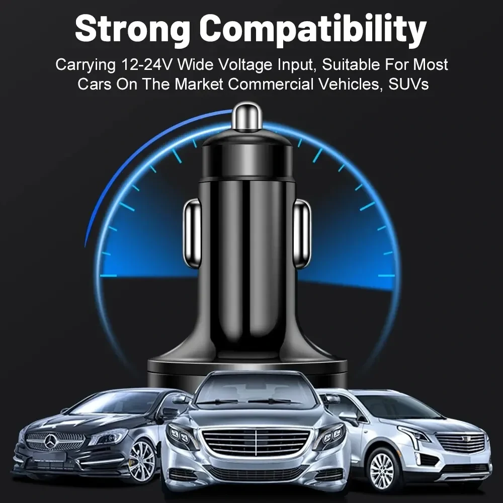 250W PD Car Charger QC3.0 Fast Charge with Digital Display Plug Car Charger Socket Flash Charge Digital Display Car Charger