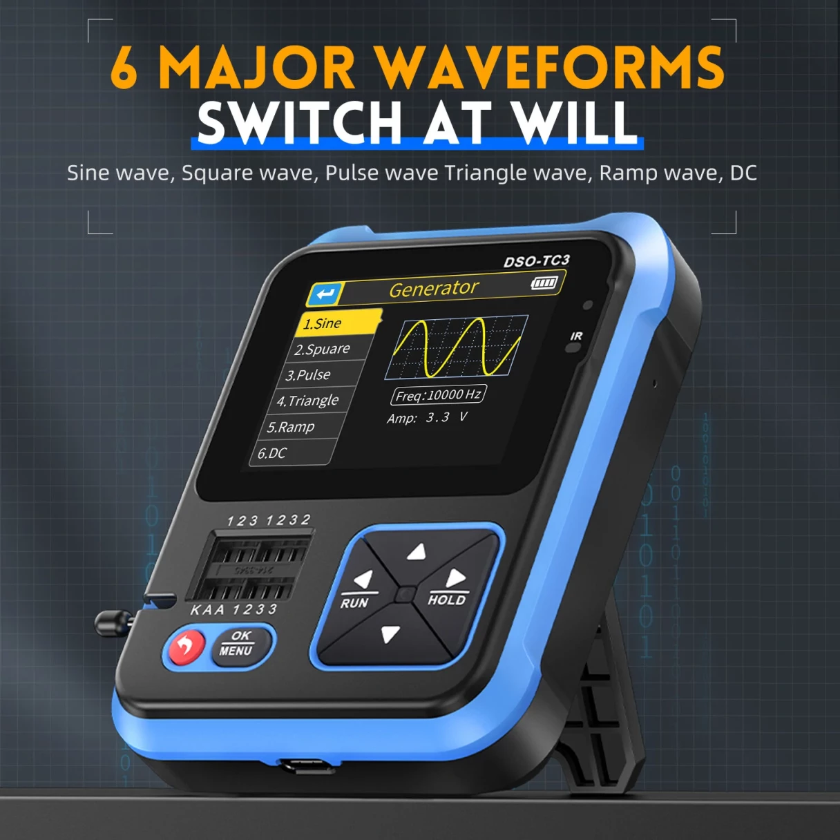 FNIRSI DSO-TC3 Digital Oscilloscope Transistor Tester Function Signal Generator 3 in 1 Multifunction Electronic Component Tester