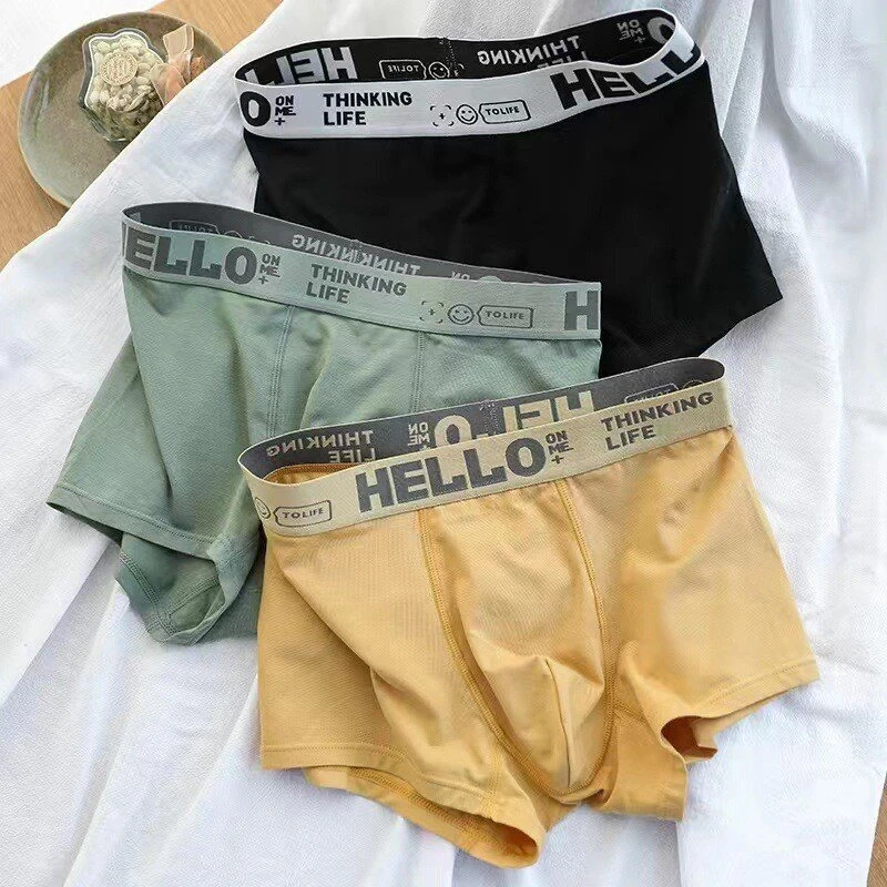5pcs Men's Simple Cotton Boxer Briefs with Letter Print Waistband Large Size Comfy Breathable Solid Color Boxer Underwear Underpants
