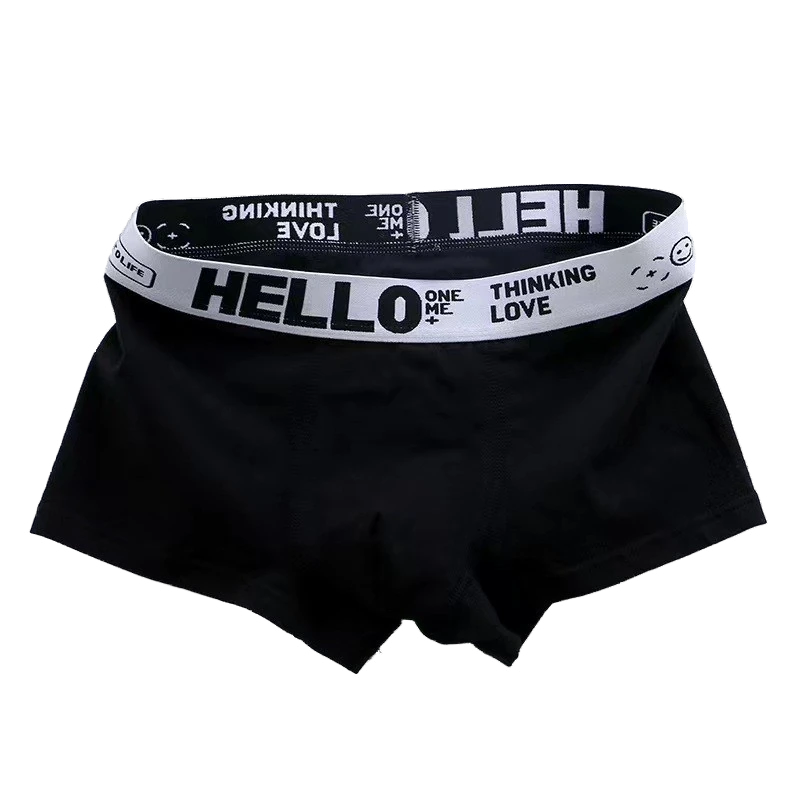 5pcs Men's Simple Cotton Boxer Briefs with Letter Print Waistband Large Size Comfy Breathable Solid Color Boxer Underwear Underpants