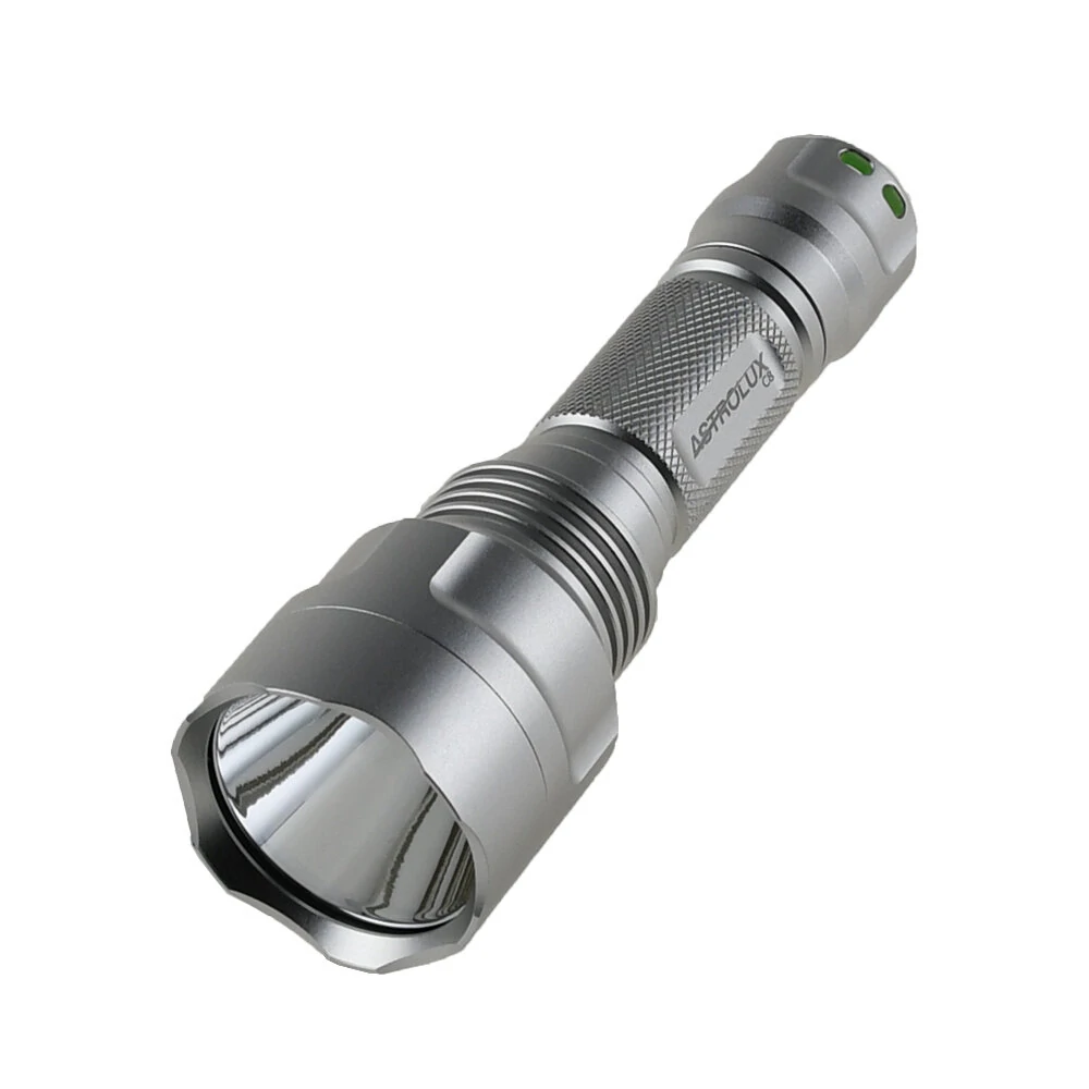 Astrolux C8 Silver XP-L HI Long Shot 1300Lumens 7/4modes A6 Driver Tactical EDC LED Flashlight Searching Flashlight