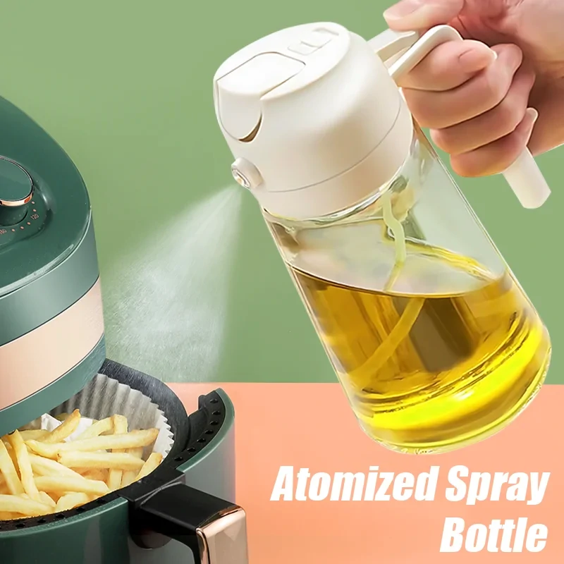 Two in One Oil Dispenser Oil Sprayer Refillable Oil Sprayer Commercial Food Grade Spray Bottle Oil Mister for Cooking Baking Frying BBQ