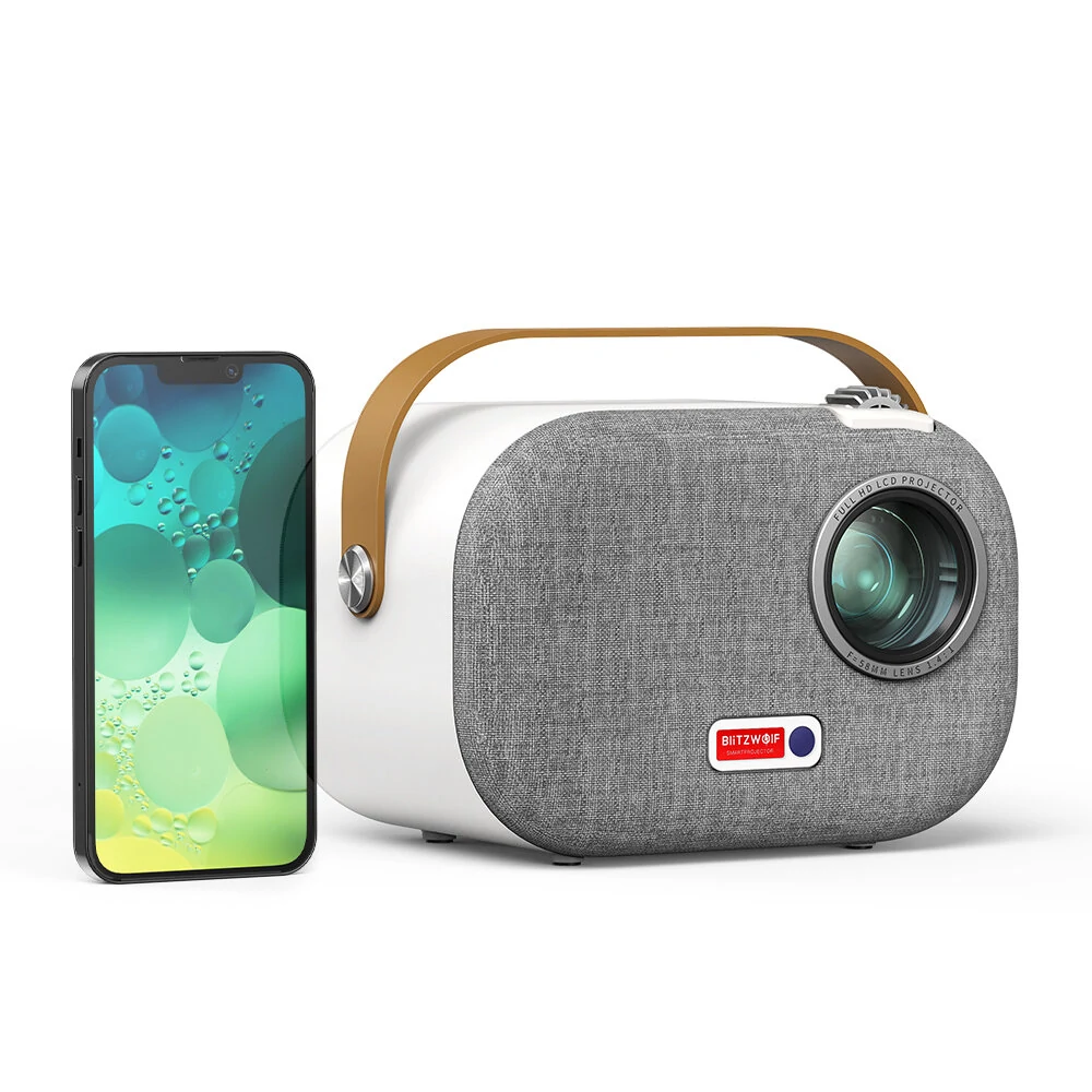 Blitzwolf®V2 1080P Android Projector Automatic Keystone Correction 5G-WIFI 200ANSI Lumens Android 9.0 Google Assistant Portable  Mini Home Theater Outdoor Movie