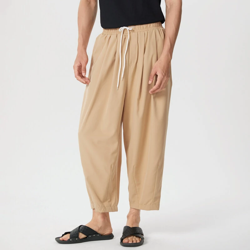 INCERUN Men Pants Retro Casual Wide Leg Cotton Linen Loose Pants Casual Solid Color Men's Pants