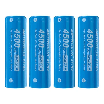 4Pcs Astrolux® E2145 4500mAh 28A 3.7V 21700 Li-ion Battery Unprotected High Drain Rechargeable Lithium Power Cell For Jetbeam Nitecore Lumintop Fenix Olight Flashlights RC Toys E-bikes