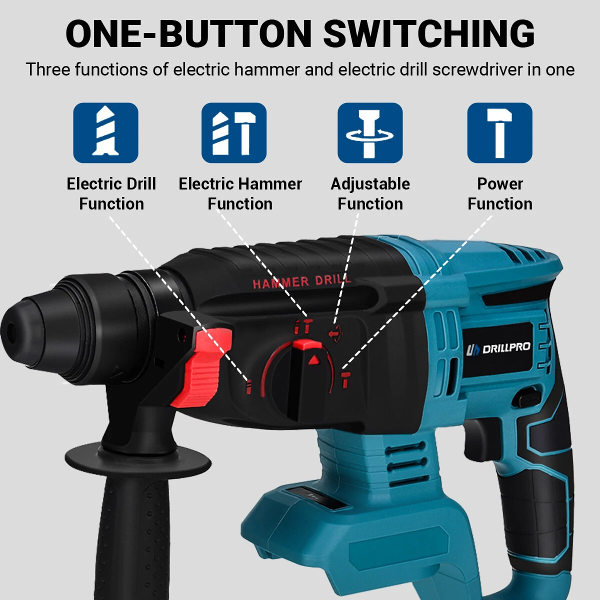 Drillpro 1 Set 800N.M Electric Wrench, Hammer, Power Drill Machine, Angle Grinder with/without Battery