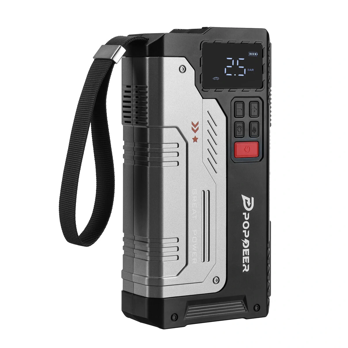 [EU Direct] POPDEER PD-JA1 20000mAh 2500A Professional Portable Car Jump Starter Inflator Emergency Start Power Supply Air Pump All-In-One Machine