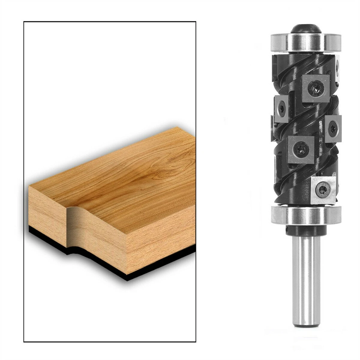 1/2" Shank Tungsten Carbide Inserts Flush Trim Router Bit 1-1/4" 1-1/8" Cutting Diameter 2-9/16" Cutting Length Template Router Bit Top & Bottom Bearings Trimmer for Woodworking Trimming