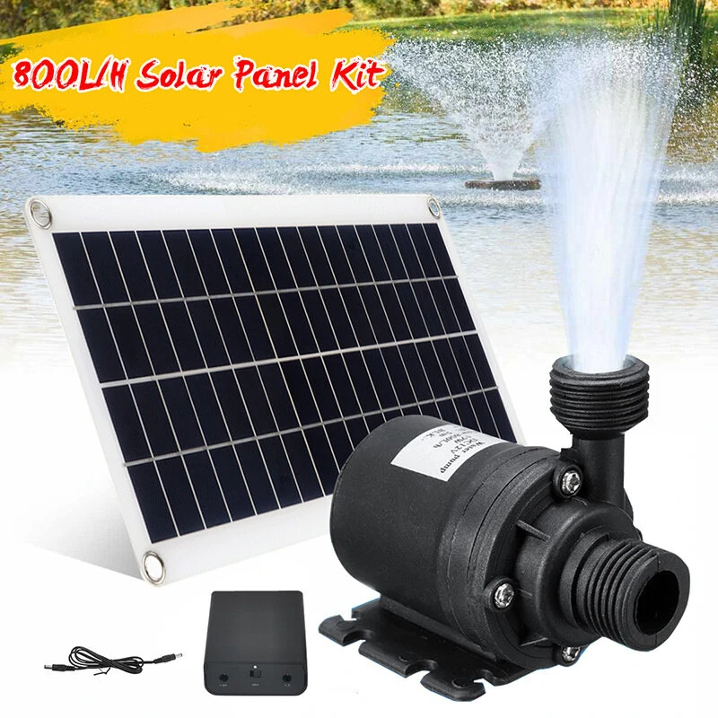 50W Solar Fountain Water Pump Kit Solar Panel Submersible Powered Pump Fish Pond Fountain Powered Garden Decorations Low Noise