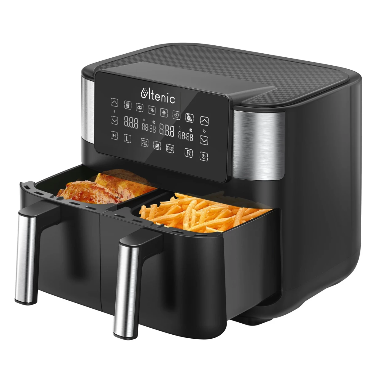 Ultenic K20 Dual Zone Air Fryer Online Recipes 8L Large Capacity Sync Finish Function