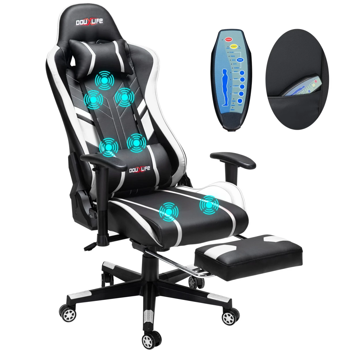 Douxlife GC-RC03 Gaming Chair Massage Ergonomic High Back Design Lumbar Relax New Customized PU Massage Computer Office Chairs 2023