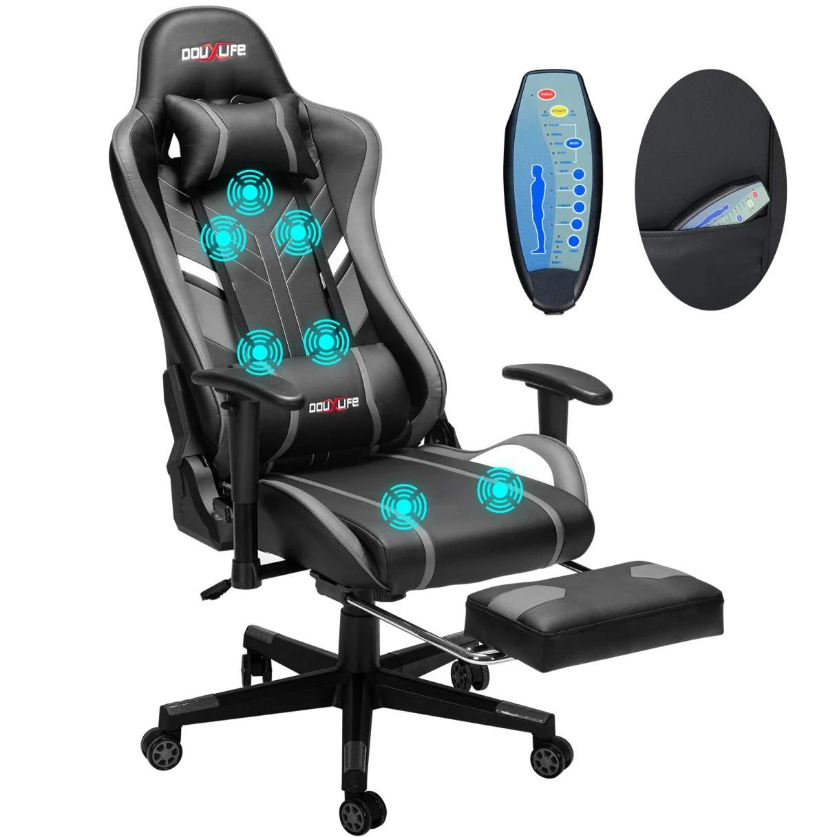 Douxlife GC-RC03 Gaming Chair Massage Ergonomic High Back Design Lumbar Relax New Customized PU Massage Computer Office Chairs 2023