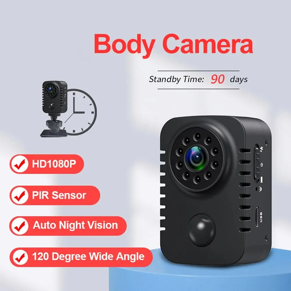 MD29 1080P HD Mini Wireless Body Camera Wide Angle Night Vision PIR Motion Pocket Cam for Video Recorder Cars