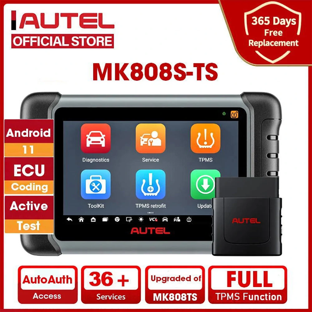 AUTEL MaxiCOM MK808TS Automotive OBD2 Diagnostic Tool Car Scanner TPMS Service Programming Sensor and Bluetooth