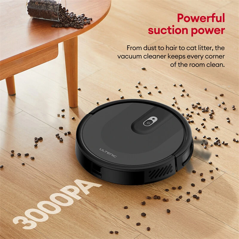 [EU Direct]Ultenic D5 Robot Vacuum Cleaner, 3000Pa Powerful Suction, 120min Max. Runtime, 3 Cleaning Modes, Carpet Auto-boost, Automatic Recharge, Schedule Cleaning, Remote Control, Alexa/Google Assistant