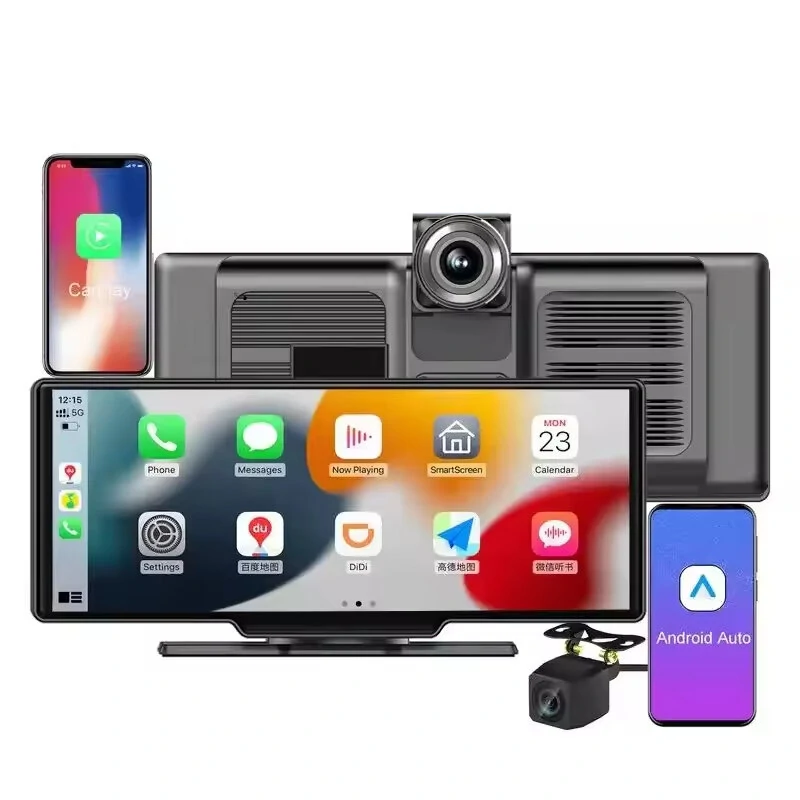 YUEHOO 10.26 Inch 2 Lens 4K Car Radio Player GPS Stereo Android Auto Wireless Carplay Dash Cam Wireless Recorder Dual-Channel Camera