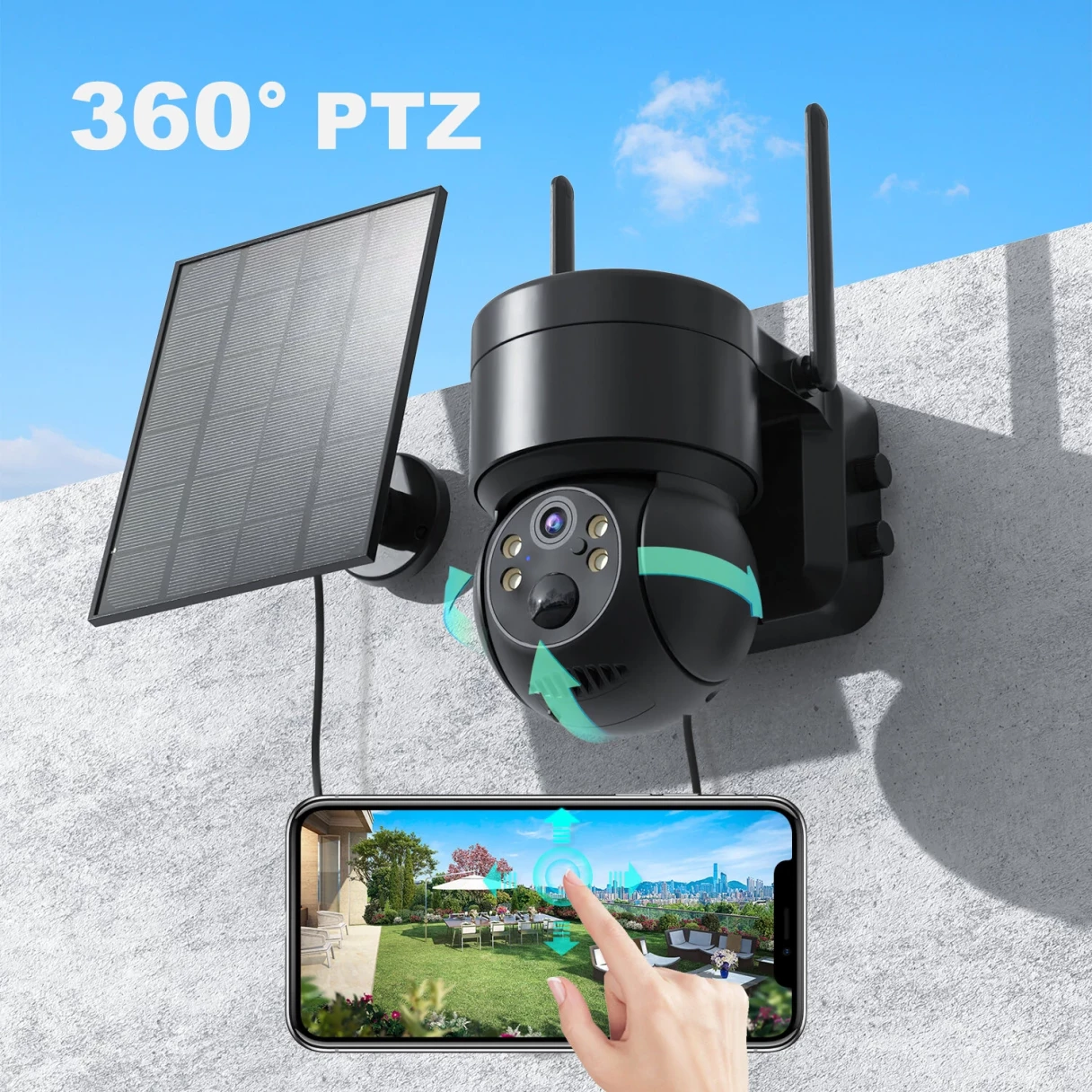 4MP WiFi Solar Camera HD Wireless Surveillance IP Cam with Solar Panel 4X Zoom Human Detection 7800mAh Recharge Battery CCTV Surveillance Cameras