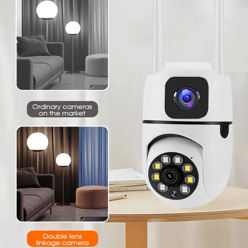 Guudgo 2MP 1080P Dual Llens WiFi Surveillance Camera 360° Panoramic HD Night Vision Humanoid Tracking Two-way Intercom Wireless CCTV IP Cameras APP Remote Control