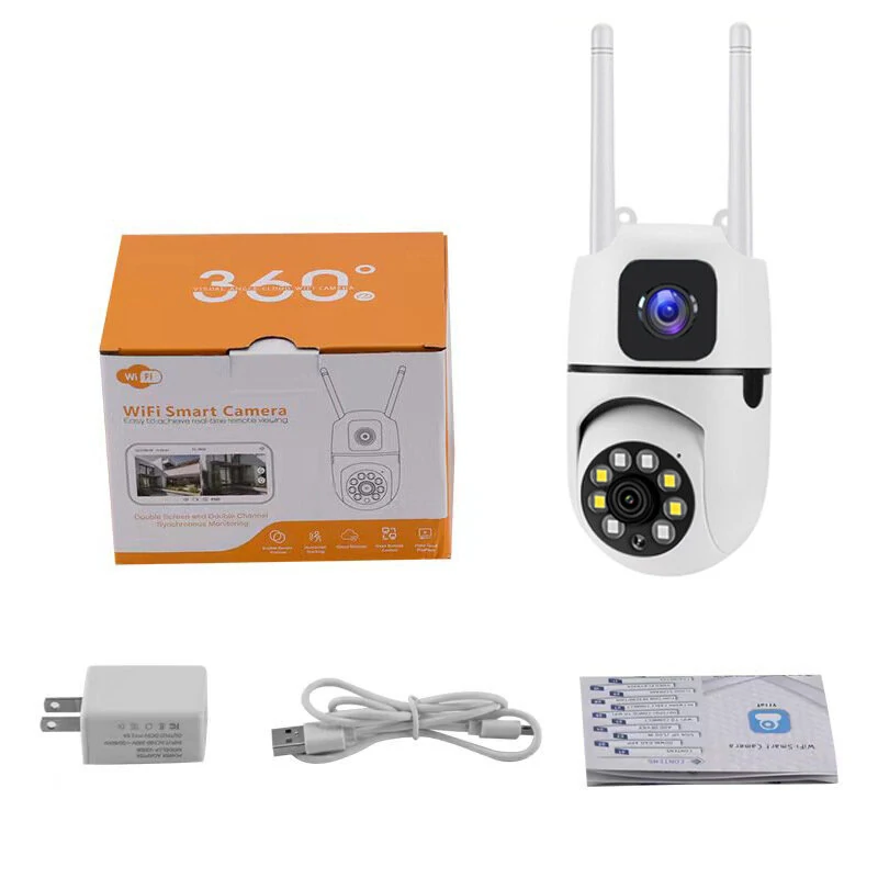 Guudgo 2MP 1080P Dual Llens WiFi Surveillance Camera 360° Panoramic HD Night Vision Humanoid Tracking Two-way Intercom Wireless CCTV IP Cameras APP Remote Control