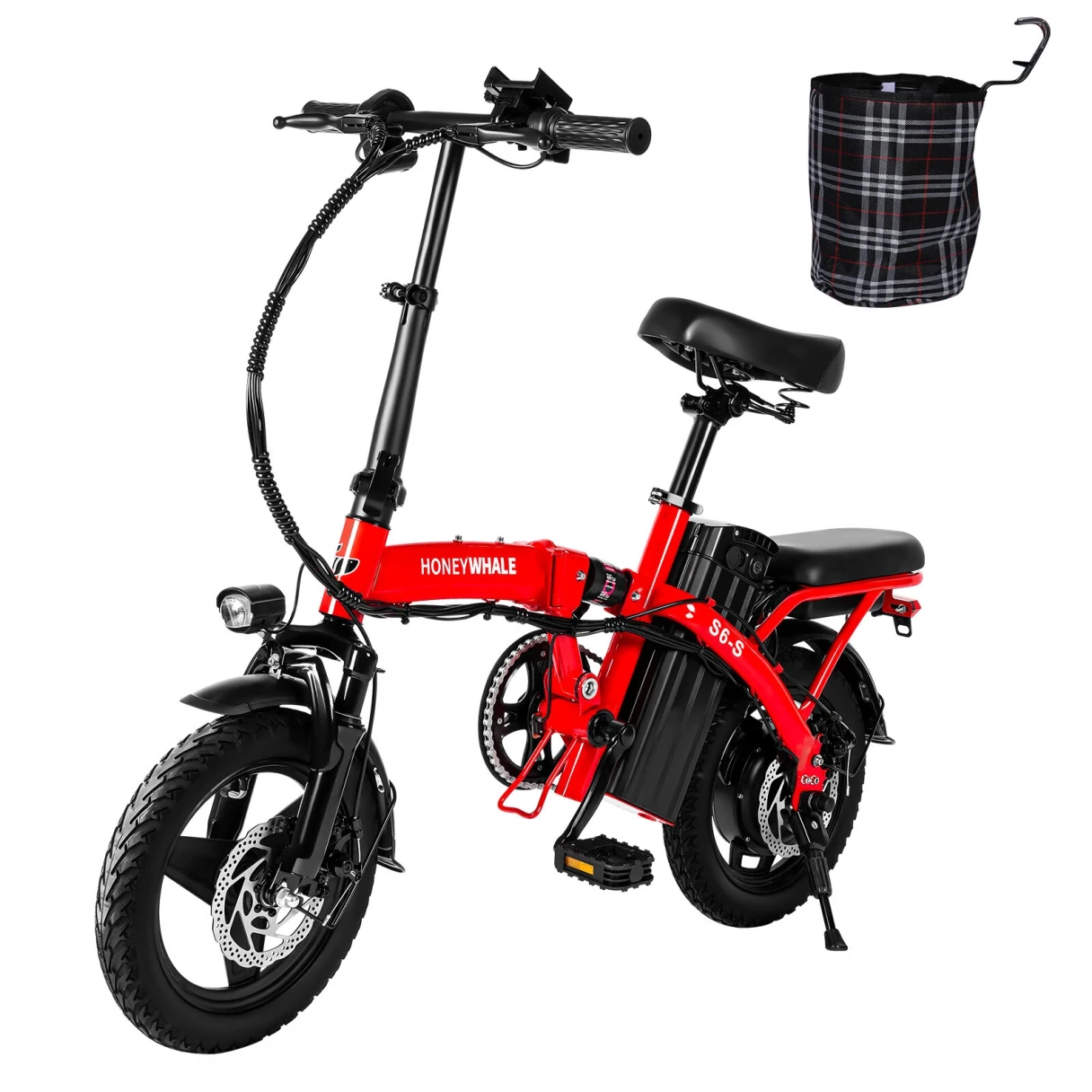 [EU Direct] HONEY WHALE S6-S Electric Bike 48V 10.4Ah Battery 350W Motor 14inches Tires 30-40KM Max Mileage 125KG Max Load Folding Electric Bicycle