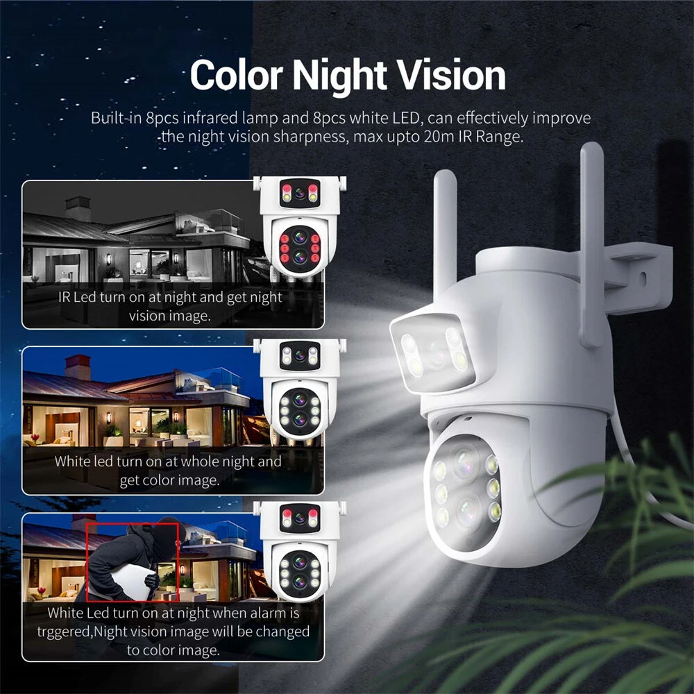 ESCAM QF500 10X Dual Lens 5MP+5MP WiFi IP Camera Night Vision Pan/Tilt Humanoid Detection Waterproof Two Way Audio Cloud Storage