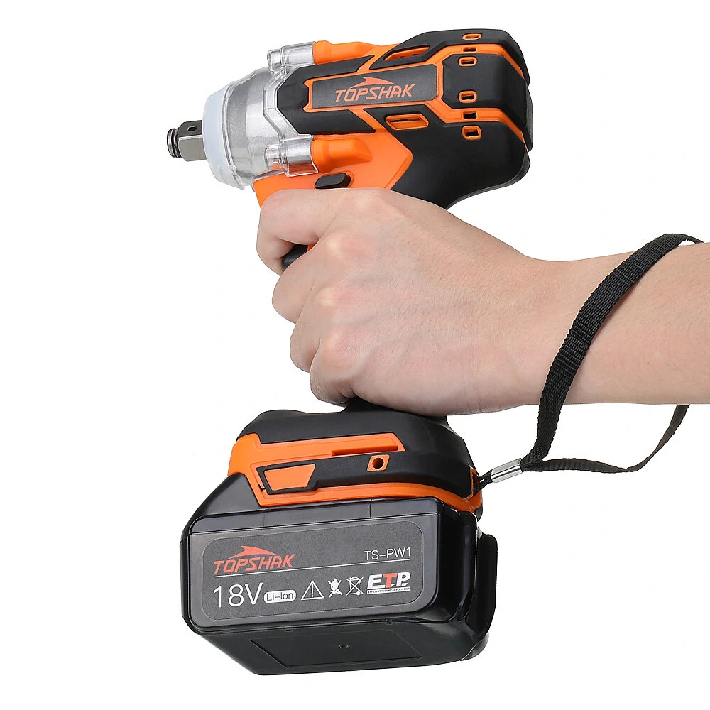 [EU Direct]Topshak TS-PW1 380N.M Brushless Electric Impact Wrench LED Working Light Rechargeable Woodworking Maintenance Tool with one Battery Also For Mak Battery