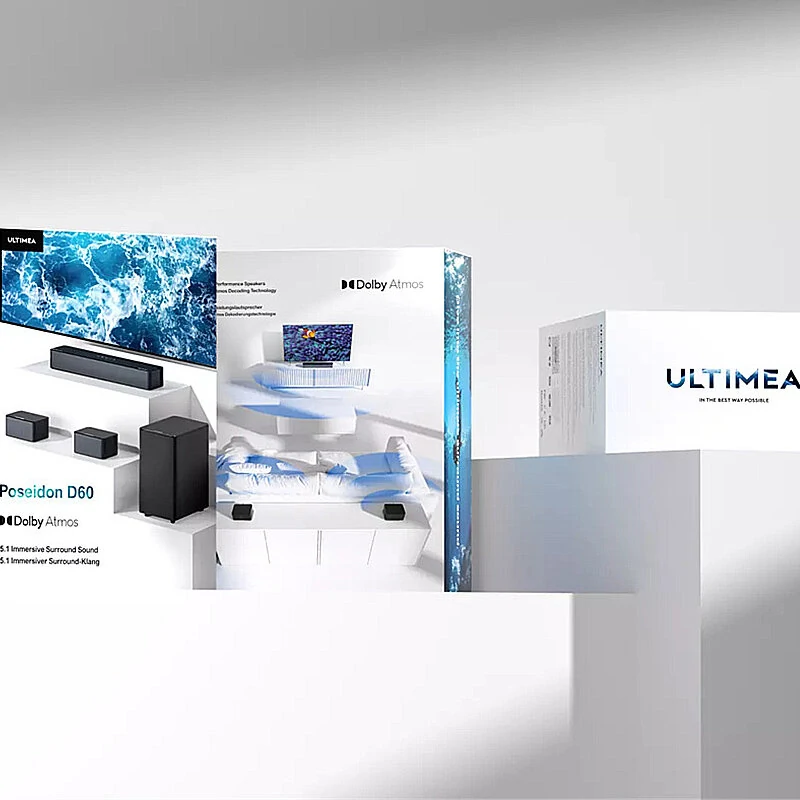 Ultimea Poseidon D60 BT5.3 Soundbar 6 High-Performance Speakers 360° Surround Sound Dolby Atmos 5.1 3EQ Modes Wired Speaker