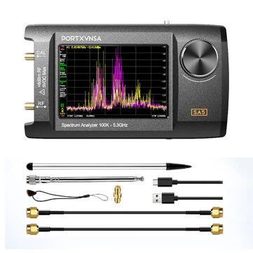 4 inch IPS LCD SA5 Multi-function Handheld Spectrum Analyzer 100k-5.3GHz Signal Generator