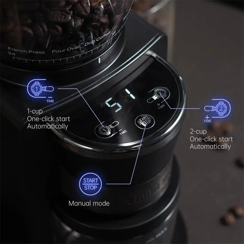 HiBREW G3A Automatic Burr Mill Electric Coffee Grinder with 31 Gears for Espresso American Coffee Pour Over Visual Bean Storage