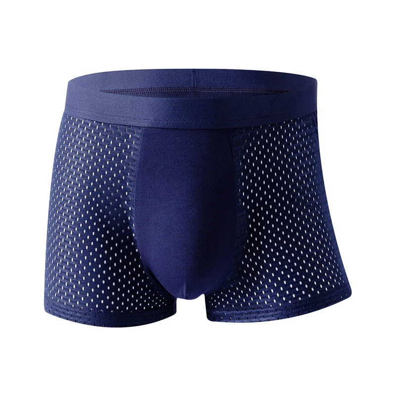 4pcs Men's Ice Silk Mesh Boxer Briefs, Summer Thin Style Breathable Comfy Boxer Trunks, Elastic Sports Shorts, Men's Casual Underwear Daily Bottom Wear