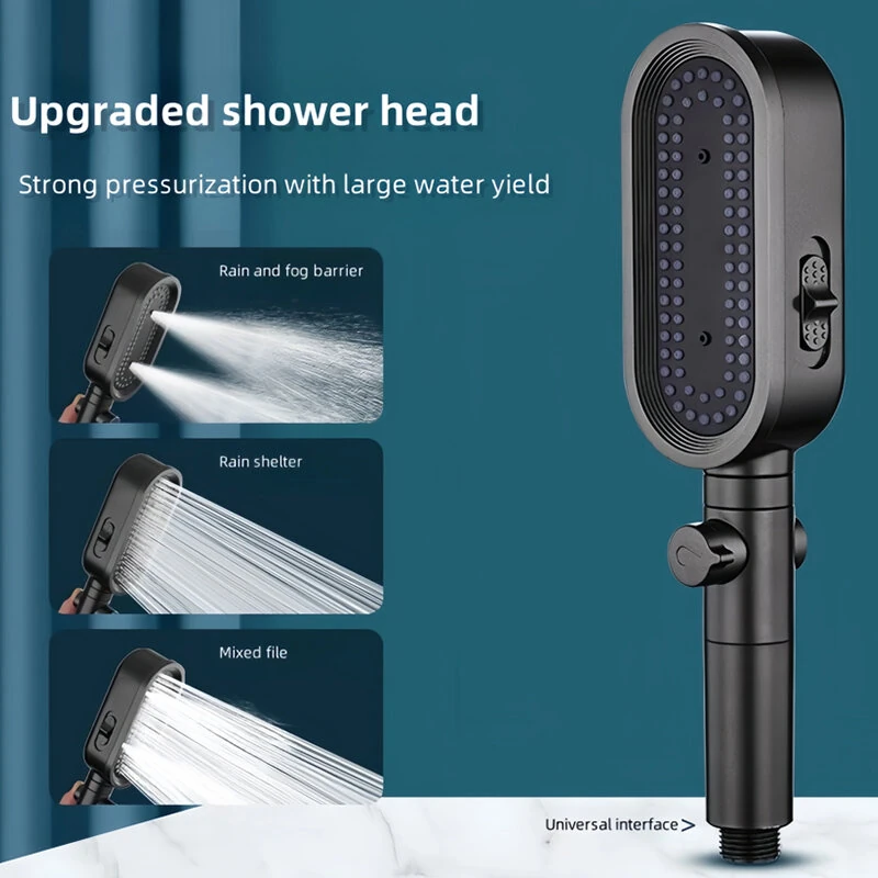 Boosted Pressure Shower Head with Filter Shower No-drill Base 1.5m Hose Pressurized Shower Pressurized Handheld Filter Large Water Outlet Shower Head