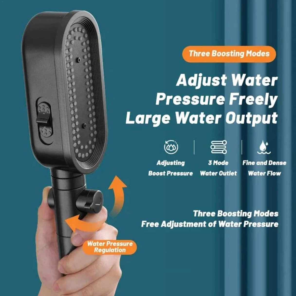 Boosted Pressure Shower Head with Filter Shower No-drill Base 1.5m Hose Pressurized Shower Pressurized Handheld Filter Large Water Outlet Shower Head