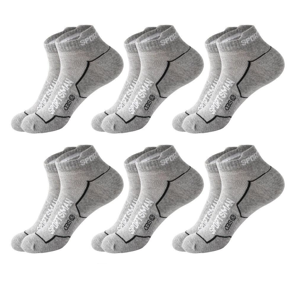 6 Pairs High Quality Men's Sports Socks Men Non Slip Athletic Short Socks Comfy Cotton Socks Breathable Run Ankle Socks