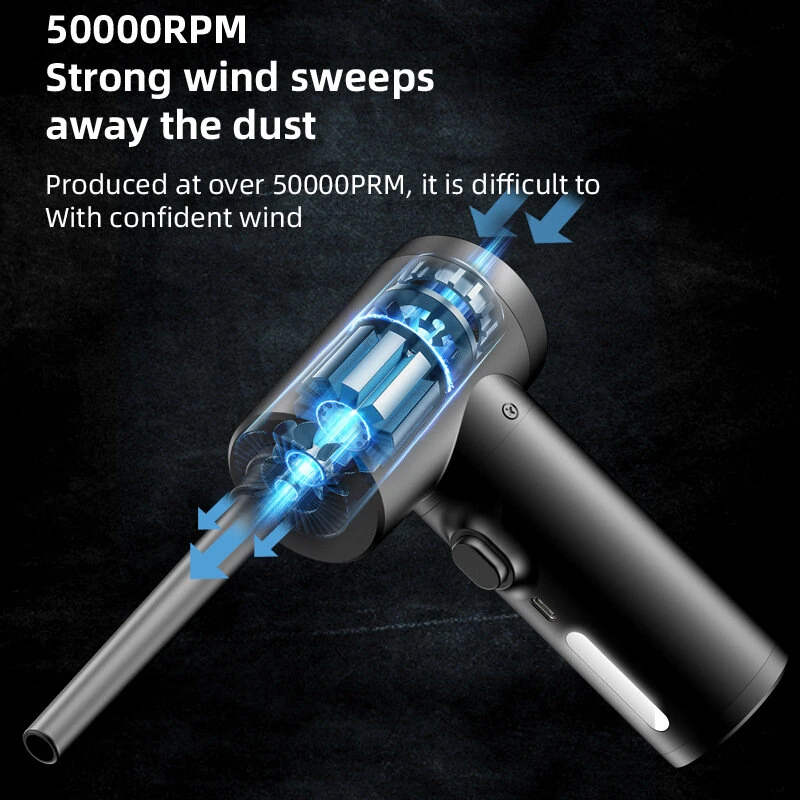 2 In 1 6000mAh Cordless Portable Digital Display Air Duster  Blower Vacuum Cleaner Portable Car Vacuum Cleaner Compressed Air Blower for Keyboard Computer Car Washing