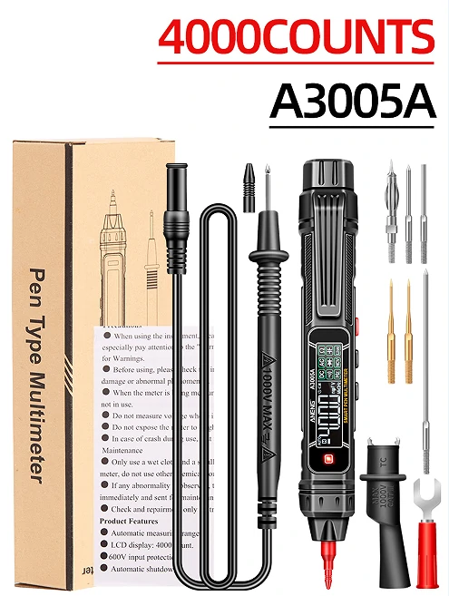 ANENG A3005A A3005APro 4000 Counts Professional Digital Multimeter Pen AC/DC Voltage Hertz Capacitance Resistance Diode Testing Auto Shutdown Essential Tool for Precision Electrical Measurements