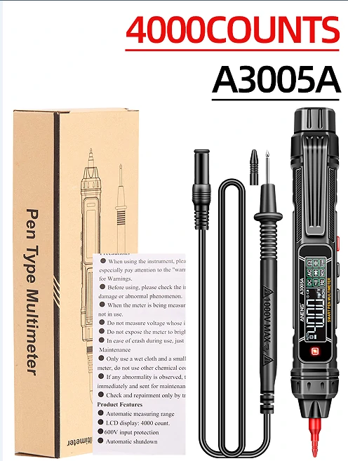 ANENG A3005A A3005APro 4000 Counts Professional Digital Multimeter Pen AC/DC Voltage Hertz Capacitance Resistance Diode Testing Auto Shutdown Essential Tool for Precision Electrical Measurements