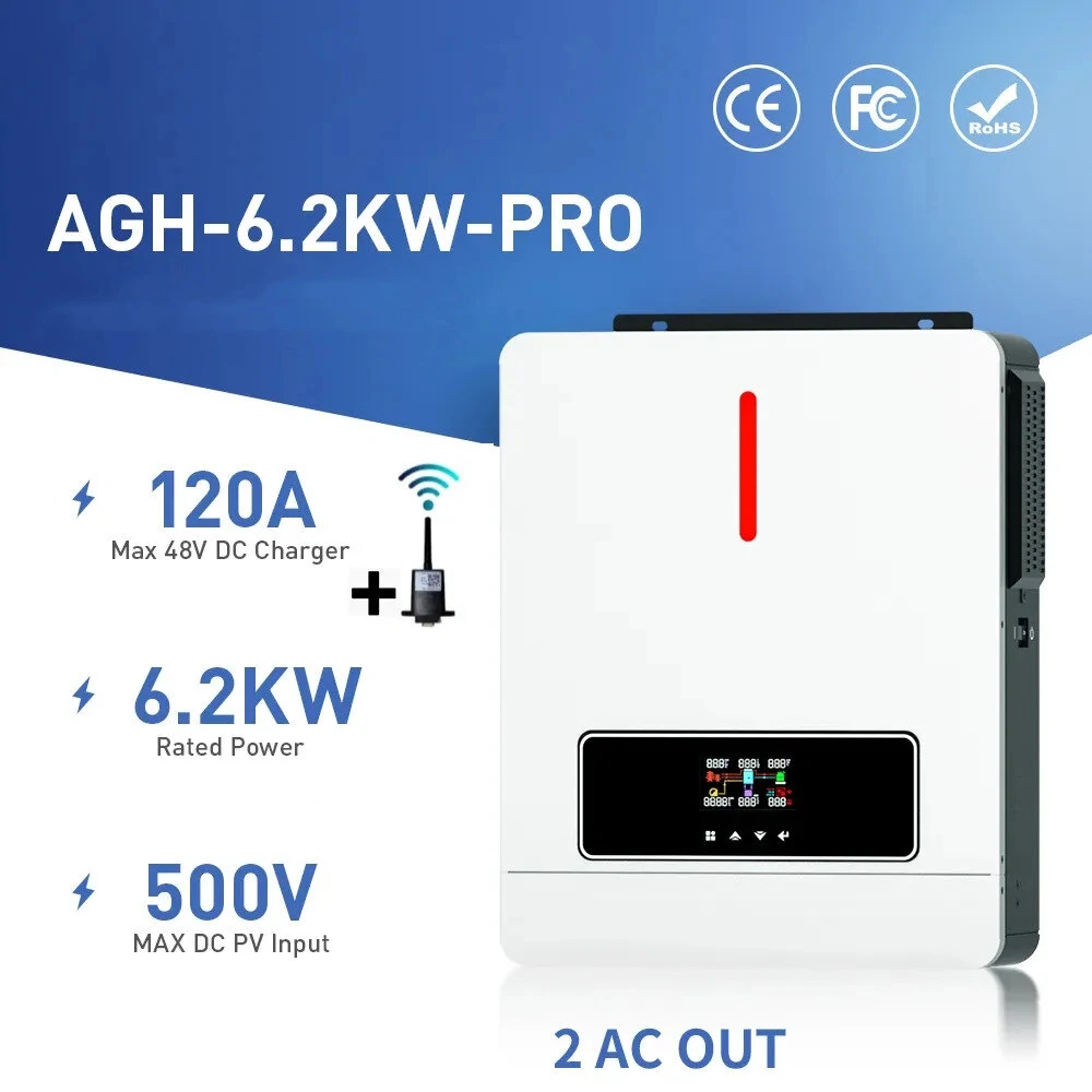 [EU Direct] DAXTROMN Power 6.2KW Solar Inverter 48VDC Mppt 6200W Pure Sine Wave Charge Controller 120A Off Grid On Grid AGH-6.2KW-PRO