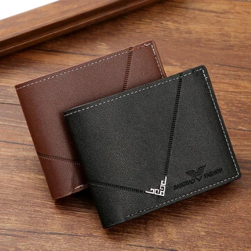 Men Casual PU Leather Short Wallets Multiple-card Slots Card Case for Men Bifold Purse Business ID Card Holder Slim Money Clip