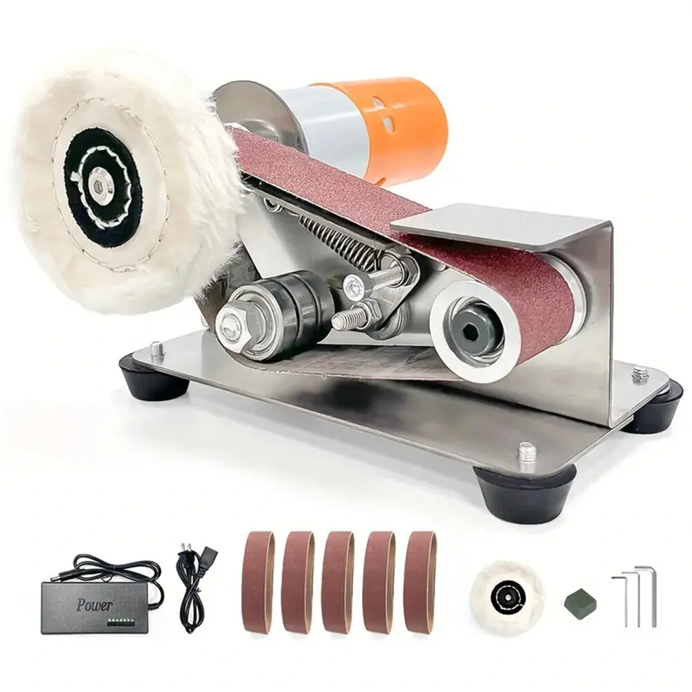 Electric Belt Sander Grinder Grinding Machine for Woodworking Mini Belt Sander and Knife Sharpener Dual Function Ideal for Woodworking Metal DIY Projects