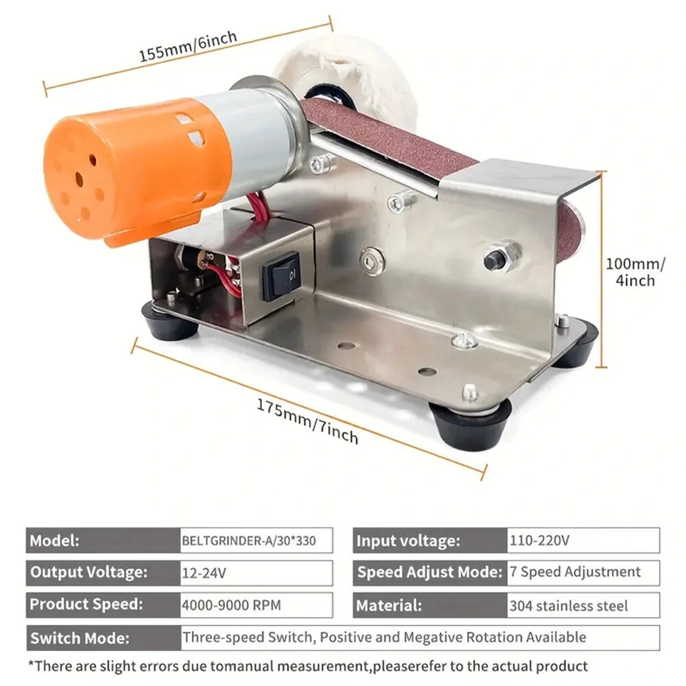 Electric Belt Sander Grinder Grinding Machine for Woodworking Mini Belt Sander and Knife Sharpener Dual Function Ideal for Woodworking Metal DIY Projects