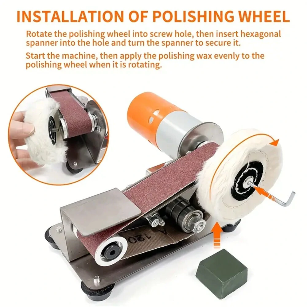 Electric Belt Sander Grinder Grinding Machine for Woodworking Mini Belt Sander and Knife Sharpener Dual Function Ideal for Woodworking Metal DIY Projects