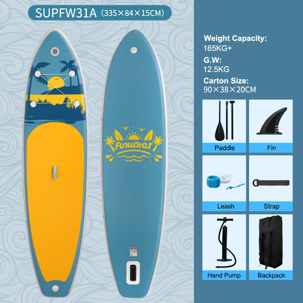 [EU Direct] FunWater 31Series 335cm Large Size Inflatable Stand Up Paddle Board Surfboard Complete Paddleboard Accessories Adjustable Paddle, Pump, ISUP Travel Backpack, Leash, Adult Paddle Board  SUPFW31A/SUPFW31B/SUPFW31C/SUPFW31D/SUPFW31E