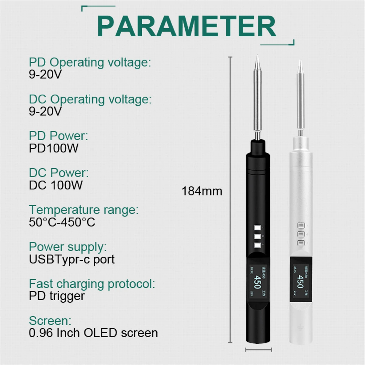 Drillpro PTS200 V2 100W Electric Soldering Iron Portable Quick Warm-Up Tin Melting Open Source Supports PD3.0 Firmware Upgradeable Battery Not Included T12/TS100 Compatible with B2 Solder Tip