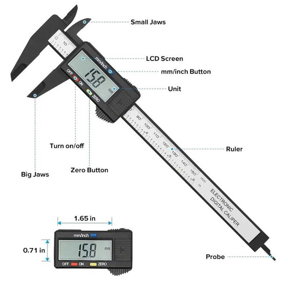 1PCS 150mm Electronic Digital Caliper Dial Vernier Caliper Gauge Micrometer Measuring Tool Digital Ruler Including Batteries