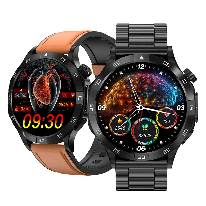 ET381 1.43inch AMOLED Display ECG Heart Rate Blood Glucose Blood Lipid Measurement bluetooth Call Blood Pressure Blood Oxygen Monitor Uric Acid SOS Emergency Call Sleep Monitoring Multi-sport Modes Music Playback IP67 Waterproof Smart Watch