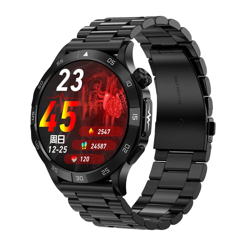 ET381 1.43inch AMOLED Display ECG Heart Rate Blood Glucose Blood Lipid Measurement bluetooth Call Blood Pressure Blood Oxygen Monitor Uric Acid SOS Emergency Call Sleep Monitoring Multi-sport Modes Music Playback IP67 Waterproof Smart Watch