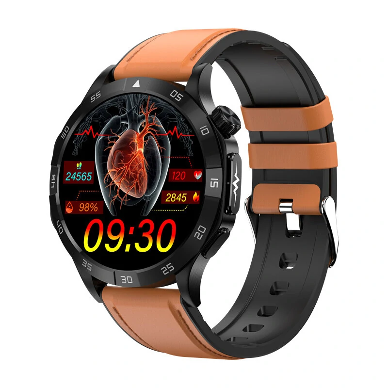 ET381 1.43inch AMOLED Display ECG Heart Rate Blood Glucose Blood Lipid Measurement bluetooth Call Blood Pressure Blood Oxygen Monitor Uric Acid SOS Emergency Call Sleep Monitoring Multi-sport Modes Music Playback IP67 Waterproof Smart Watch